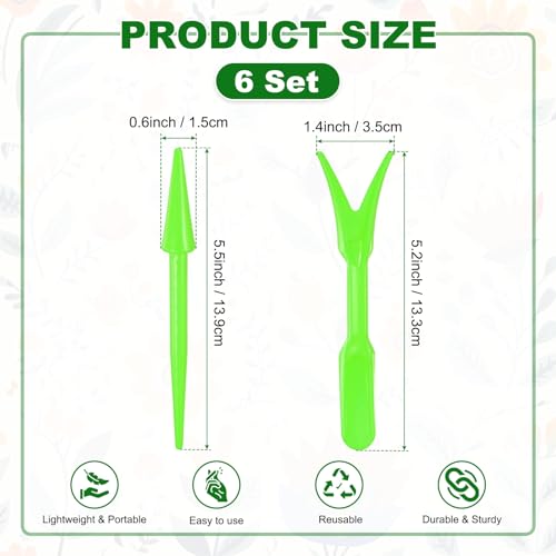 M METERXITY 12-Pack Mini Garden Hand Succulent Transplanting Tools, Plastic Seedlings Dibber Sowing Digging for Repotting/Lawn Maintenance/Plant Care, Small Gardening Tools [Green] - color: Green