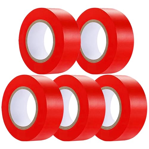 5 Pack Red Flagging Tape, Non-Adhesive Plastic Ribbon Neon Marking Roll - color: Red-5pcs