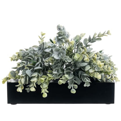 MyGift Artificial Grass Plant in Rectangular Wood Planter (Black, 10 Inch) - color: Black, size: 9.5 Inch