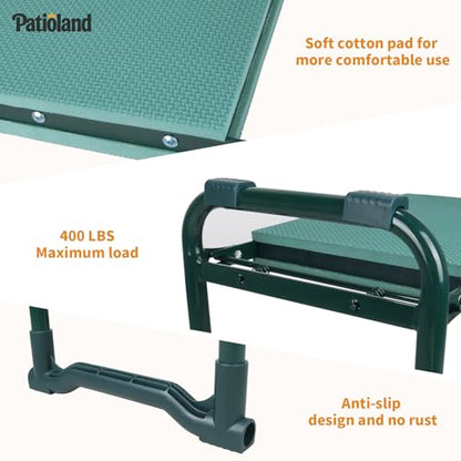 Garden Kneeler and Seat, Gardening Workseat with 2 Tool Bags - color: Green-modle B