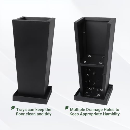 24" Metal Tall Outdoor Planters Set of 2, Durable & Wealtherproof - size: 24" H