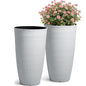 2-Pack 23.5" White Plastic Tall Tapered Planters with Ribbed Texture - color: 23.5" Pp-brushed White