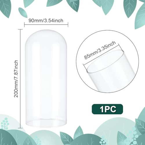 UNICRAFTALE Clear Cloche Glass Dome 7.87"x3.54" Handmade Glass Cloche Antique Collectibles Dome Showcase Decorative Bell Jar for Plants Medals Photos Fairy Lights Table Decor - size: 9x20cm