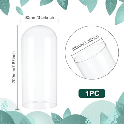 UNICRAFTALE Clear Cloche Glass Dome 7.87"x3.54" Handmade Glass Cloche Antique Collectibles Dome Showcase Decorative Bell Jar for Plants Medals Photos Fairy Lights Table Decor - size: 9x20cm