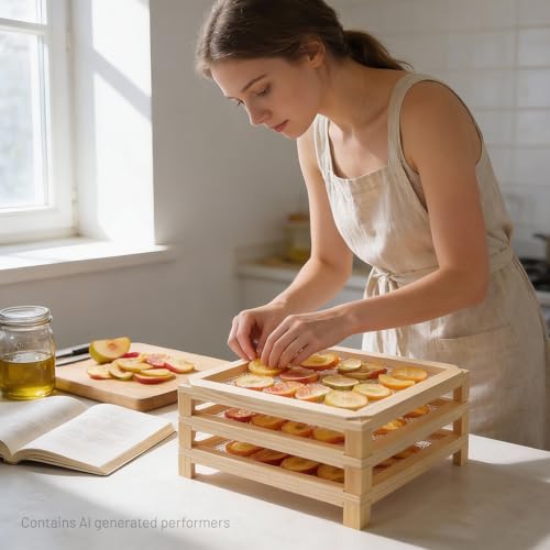 3-Layer Stackable Wooden Herb Drying Rack,Mesh Dryer Screen For Countertop - size: 3-Layer | 11.8" x 5.4" x 15.74"