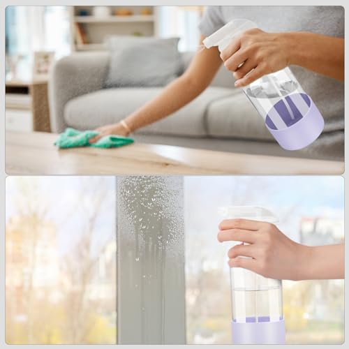 Glass Spray Bottles - 2 Pack 16 oz Clear Spray Bottles with Silicone Sleeve - color: Purple