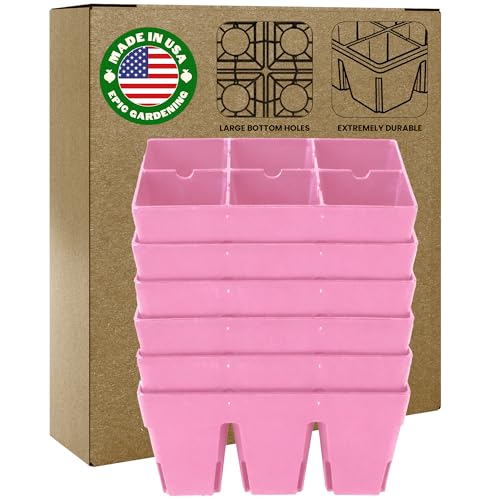 Epic Gardening Reusable Seed Starter Tray - Easy Watering Seed Starting Trays - Gardener Friendly Plant Trays for Seedlings | UV-Treated & BPA-Free -6-Cell Seed Starting Trays - 6 Trays/Pink - color: Pink