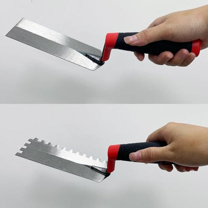 6 Inch Concrete Tile Tools 2pcs Set, Flat + Notched Margin Trowel - size: Flat+Notched