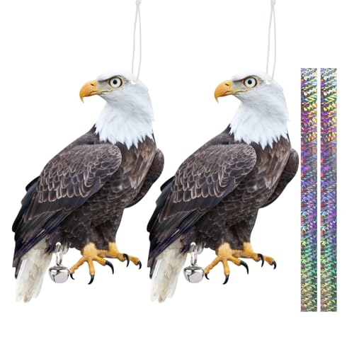 Plastic Hawk to Scare Pigeon Away from Porch Patio Balcony, 2Pcs Pigeon Scare Devices, Flat Fake Hawk to Keep Pigeons Away with Reflective Tape, Garden Hawks to Scares Woodpecker Squirrel - color: Black Hawk 01 2Pcs
