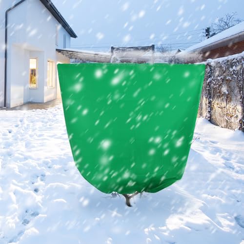4 Pcs 39 x 39 in Winter Plant Covers Freeze Protection with Drawstring - color: Green