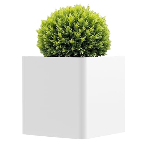 Large White Square Outdoor Planters 20" L x 20" W x 20" H - color: White, size: 20"L x 20"W x 20"H