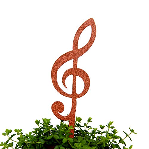 Metal Garden Decor Music Note Plant Stake Set for Flower Pots, Steel