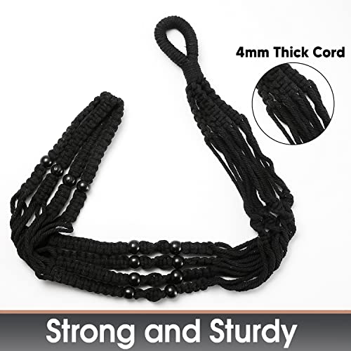 2 Pack Macrame Plant Hanger Large for 12 inch Pot, Large Plant Hanger - color: Black