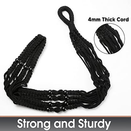 2 Pack Macrame Plant Hanger Large for 12 inch Pot, Large Plant Hanger - color: Black