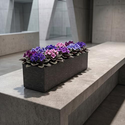 24" Rectangular Outdoor Planter - Handmade Fiberglass Planter - color: Charcoal Gray, size: Small