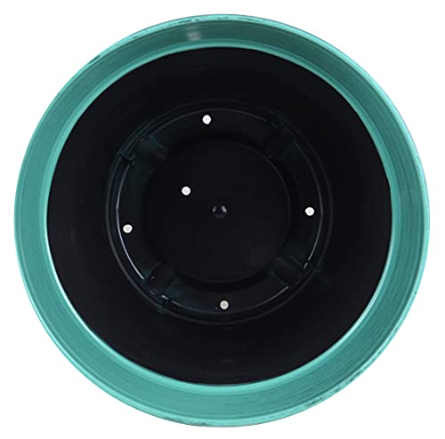 Garden Elements Indoor/Outdoor Glazed Brushed Happy Plastic Planter, Large, Dark Aqua, 15" (Pack of 2) - color: Dark Aqua