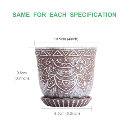 Gepege Ceramic Succulent Pots, 4 Inch Small Plant Pots with Drainage - color: Clay+white, size: 4 Inch - Set of 4