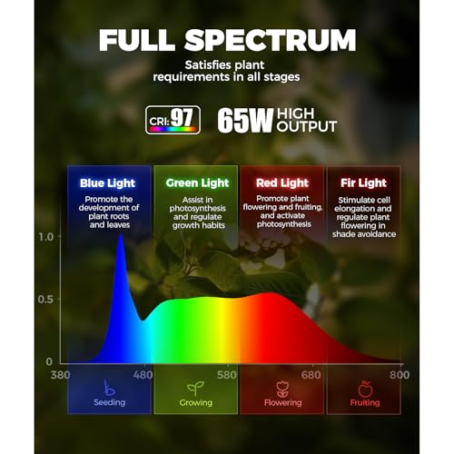 Barrina T1S Vertical Grow Light, 65W 5000K Full Spectrum, 5FT-5.6FT Height - color: Black-5000k, size: 5-5.6FT