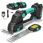 Garvee 20V 2-in-1 Cordless Hedge Trimmer with 2 Batteries
