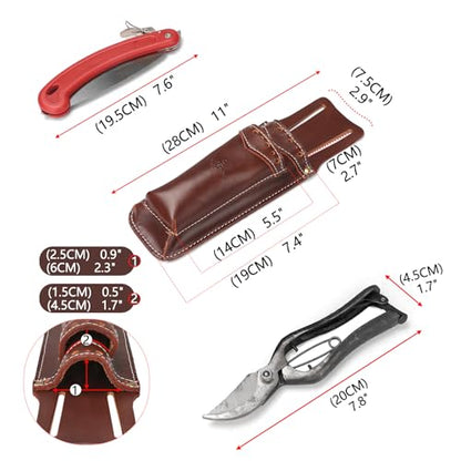 Leather Garden Pruning Shears Folding Saw 2 in 1 Holster Florist Tool Pouch