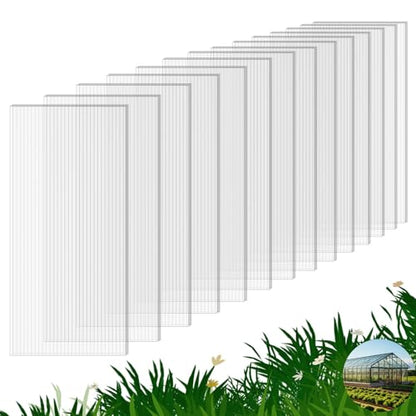 14 Pack Polycarbonate Greenhouse Panels, 4' x 2' x 0.16" Twin-Wall Panels - size: 14 PCS 4' X 2' X 0.16''