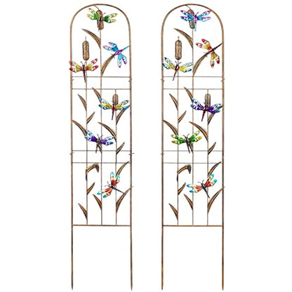 2 Pack Metal Garden Trellis for Climbing Plants - color: Dragonfly