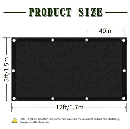 40% Shade Cloth 5×12FT HDPE Sun Shade Net with Grommets - color: 40%Black, size: 5×12FT