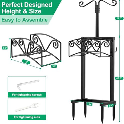 TomCare Garden Hose Holder, Heavy Duty Water Hose Hanger for 160FT Hose - color: Matte Black, size: 15″ W