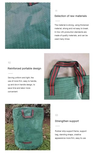 Reusable Garden Waste Bag, 80 Gallon Capacity, Heavy Duty with 4 Handles, Green,Collapsible Gardening Containers for Lawn and Leaf Trash,Weed Bag ﻿ (1)