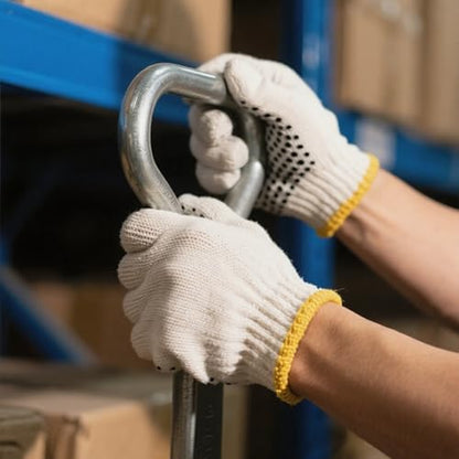 Unisex White Cotton Polyester Knitted Safety Work Gloves, 12/36/240 Pairs - color: Black (240 Pairs) With Dots