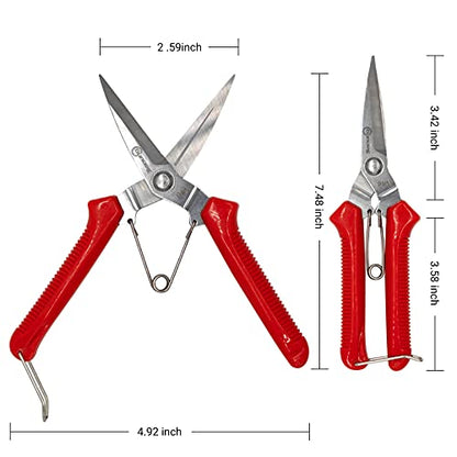 Sanung 910 2 PACK Garden Pruning Shears Multipurpose Flower Stems Branch Fruit Picking Shears Scissors Gardening Hand Pruners with Straight Steel Blades Safety Lock