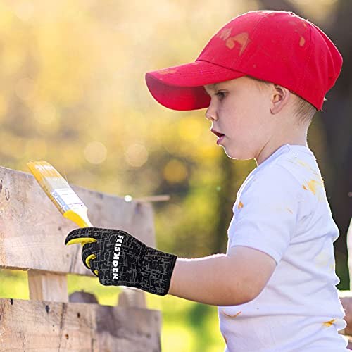 Kids Work Glove, Sheepskin Leather Palm(Black, XL, 8-12 Years Old) - color: Black 1 Pair, size: X-Large (8-12 Years Old)