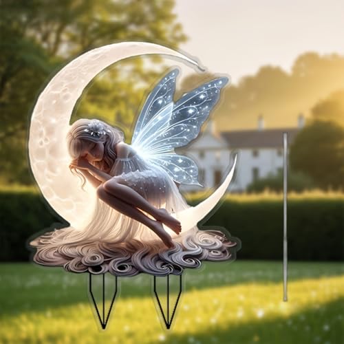 Garden Decor for Outside,Acrylic Fairy Garden Stakes,Garden Butterfly Fairy Sculpture Stake,Ornament for Patio, Lawn, Yard, Pathway - color: Sleeping Fairy