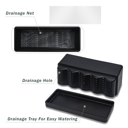 D'vine Dev 2-Pack Rectangular Planters, 12 x 4.5 in, Black, 76-X-B-2 - color: Black