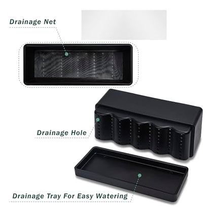 D'vine Dev 2-Pack Rectangular Planters, 12 x 4.5 in, Black, 76-X-B-2 - color: Black