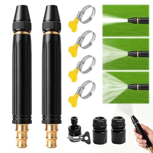 2026 Upgrade Heavy Duty High Pressure Hose Nozzle - Adjustable Booster Home High Pressure Car Wash Water Gun with Booster Nozzle, Portable Water Hose Nozzle Lawn, Garden, and Plant Watering (2pcs)
