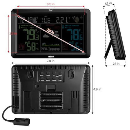Weather Station Wireless Indoor Outdoor Thermometer Clock (Black)
