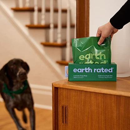 Earth Rated Dog Poop Bags, Thick Grab and Go Single Roll, Ideal for Backyard Pickups, Lavender Scented, 900 Count (3 x 300 count) - size: 300 Bags (Pack of 3), style: Lavender