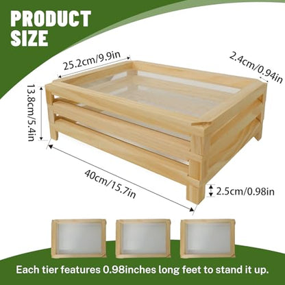 3-Layer Stackable Wooden Herb Drying Rack,Mesh Dryer Screen For Countertop - size: 3-Layer | 11.8" x 5.4" x 15.74"