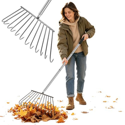 Turf Dead Grass Leaf Rakes Long Handle for Lawns, Garden, Leaves