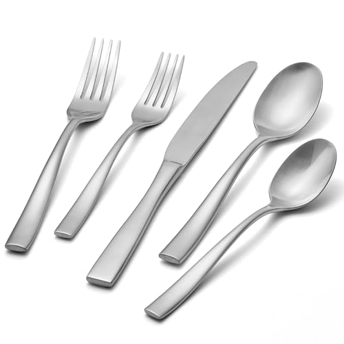 KINGSTONE 40-Piece Flatware Set for 8, Matte Stainless Steel Utensil Set with Forks, Knives, Spoons, Dishwasher Safe, Rust Resistant Silverware Set for Home，Wedding，Kitchen and Daily Life - color: Matte Silver, size: 40 Pieces