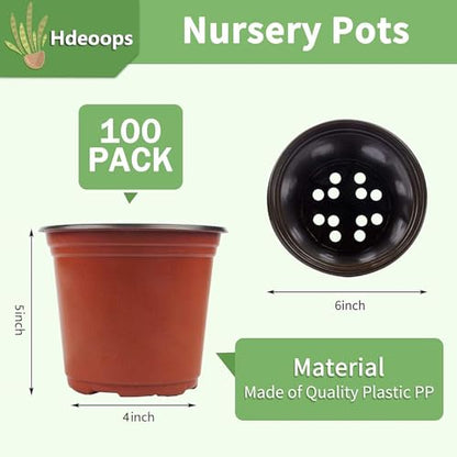 100 PCS Plastic Nursery Pots 6 Inch - style: 6 Inch