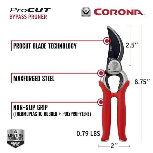 Corona BP 7200 Forged Pro Cut Bypass Hand Pruner, 1-Inch, Red - size: 1 in