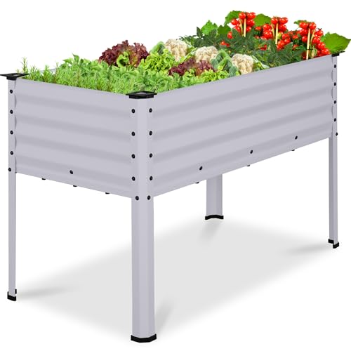 Best Choice Products 48x24x30in Galvanized Raised Garden Bed, Metal Elevated Planter Box, Vegetable Garden for Backyard, Patio, Balcony, 100% Non Toxic Materials - Moonlight Gray - color: Moonlight Gray, size: 48x24x30in