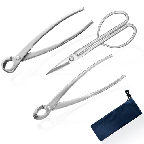 Bonsai Tools Set 3-Piece – Knob Cutter, Concave Cutter & Scissors for Trim