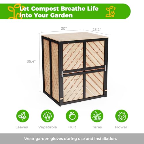 115 Gallon Outdoor Composter, Canada Cedar Wood Compost Bin, Natural