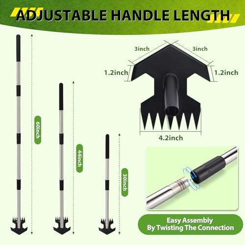 CAROD Hoe Garden Tool, Scuffle Garden Hoe for Weeding with 30-60 Inch Steel Long Handle, Dual Use Sharp Gardening Hula Hoe, Adjustable Rocket Shaped Weed Remover Action Hoe
