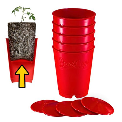BudTrainer BudCups Nursery Pots for Seedlings, 16 Oz, Red, 5-Pack - color: Red
