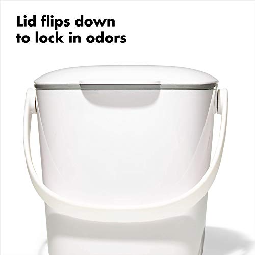 OXO Good Grips Easy-Clean Compost Bin, White, 0.75 Gal - color: White, size: 0.75 Gallon