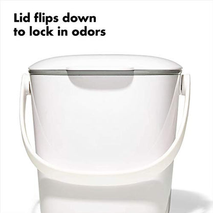 OXO Good Grips Easy-Clean Compost Bin, White, 0.75 Gal - color: White, size: 0.75 Gallon